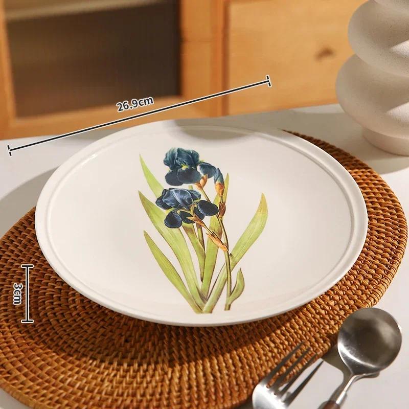 Креативные цветы Керамическая тарелка Модная изысканная емкость для хранения Вкусные блюда Обеденные тарелки Уникальная бытовая посуда