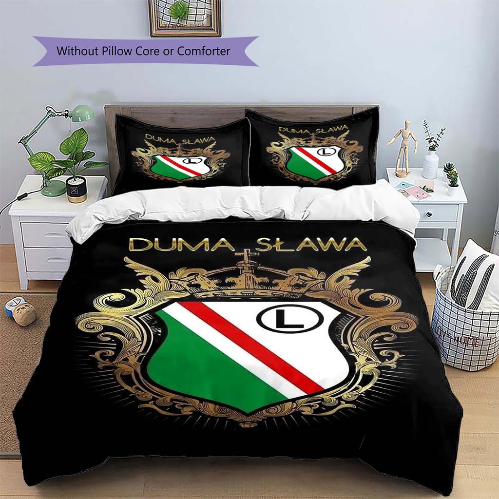 Legia Warszawa Pattern Bedding,Quilt Set Quilt Cover Pillowcase Home Birthday Gift(1 * duvet cover + 2 * pillowcase, without core)