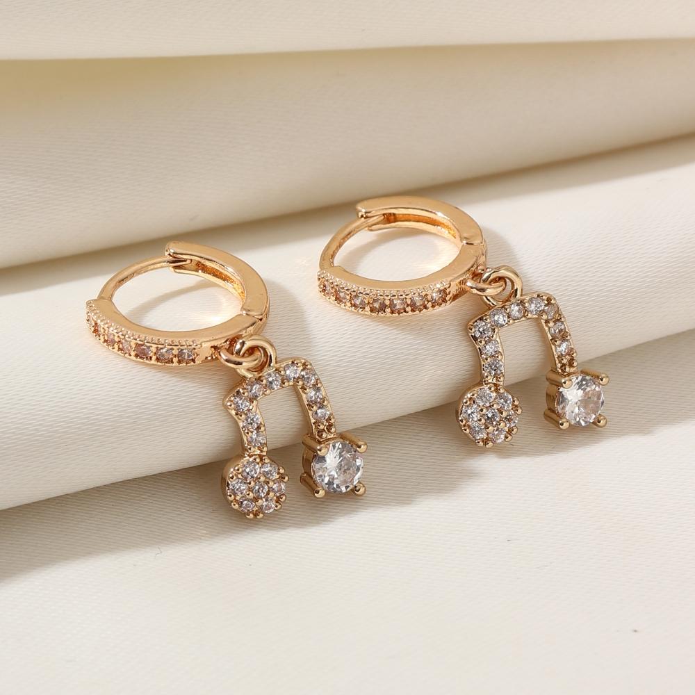 Простые серьги-подвески в виде нот для женщин, с кубическим цирконием, на каждый день, для вечеринок