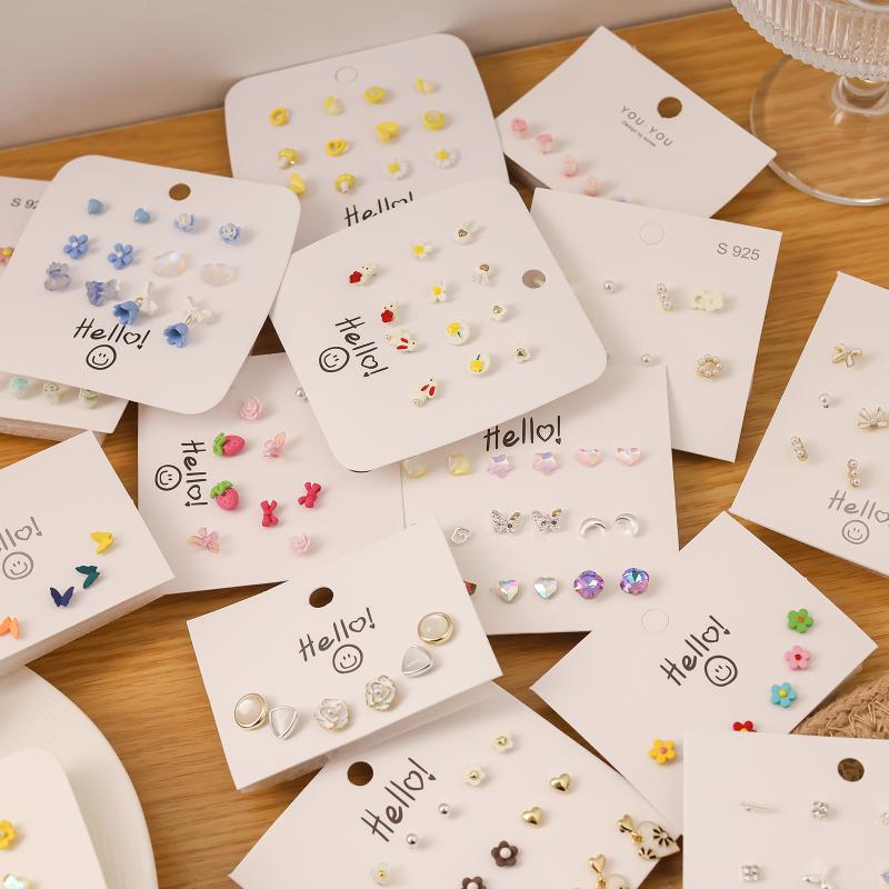 1 Набор Простой и Компактный Набор Сережек-Игл Любовь Геометрическая Комбинация Сережек Милые Сладкие и Универсальные Серьги