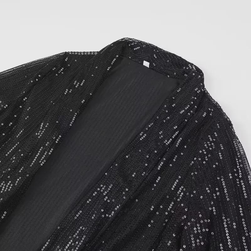 2024 Spring Women's Sequined Blazer & Straight Pants Set