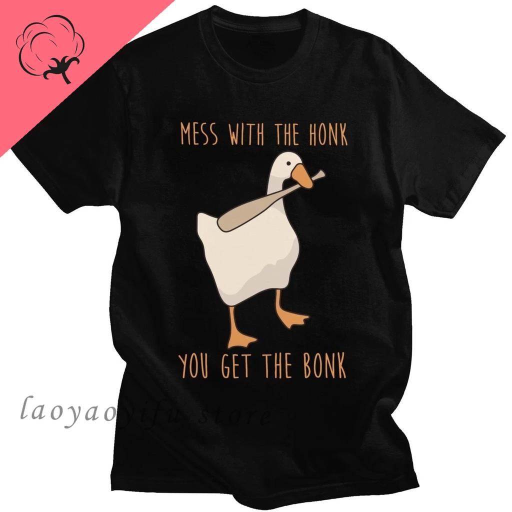 Модные мужские футболки Смешные топы Untitled Goose Game Женские хлопковые мягкие свободные футболки Свяжешься с гудком - получишь бонк Футболка