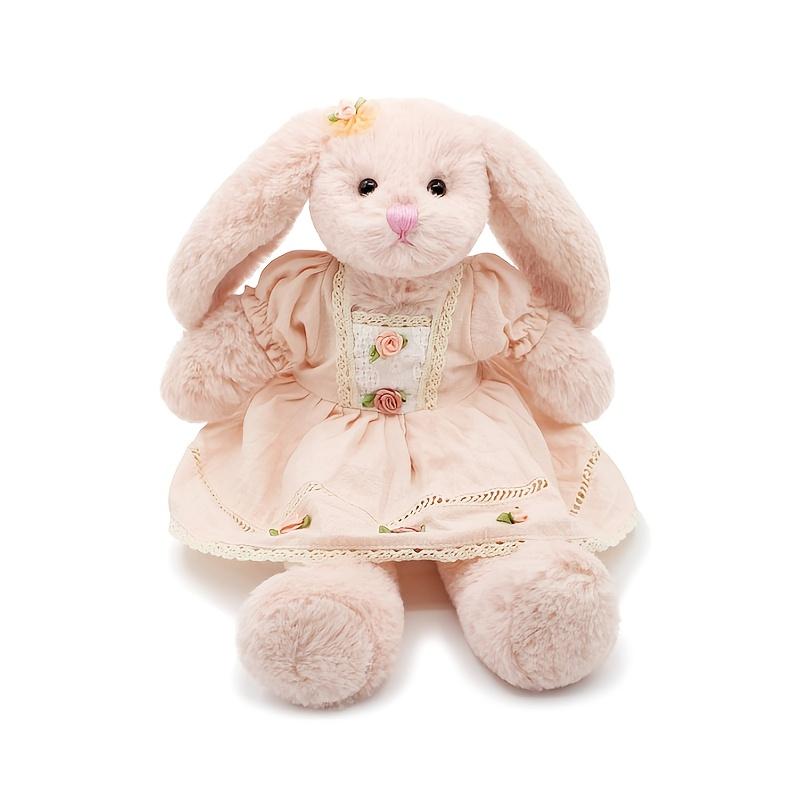 Small Soft Stuffed Animal Bunny Wearing Retro Dress Rabbit Plush Toy for Baby Girls Toys Cuddly Dolls Easter Birthday Gifts