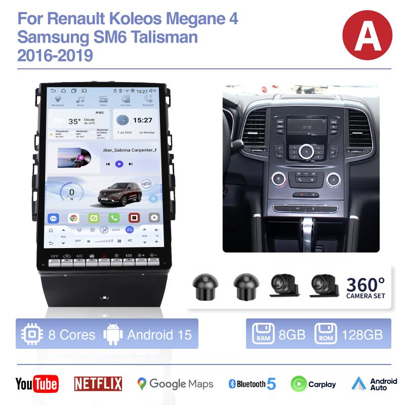 14.5Inch Android 15 For Renault Koleos Megane 4 Samsung SM6 Talisman 2016-2019 Car Multimedia Navigation Auto Radio Carplay 360