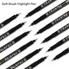 Highlight Marker Pens Soft Brush Tip Gel Pens Set for Art Calligraphy Sketching Drawing Hand Lettering Black Ink Brush Markers