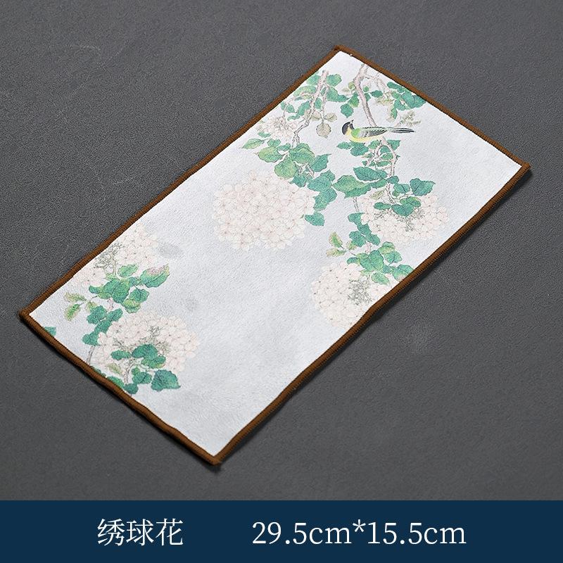 Полотенце для чая в китайском стиле, впитывающая тряпка, расписная ткань для чая, бытовые кухонные настольные коврики для уборки, салфетка, подставки, чистящая ткань