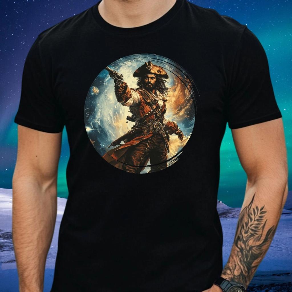 T-Shirt Herren Piraten Weltraumabenteuer Motiv Baumwolle Größe XS bis 5XL