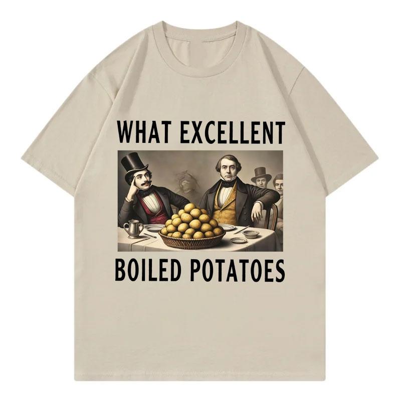 Вареная Картошка Смешной Мем Футболка Мужская Женская Мода Винтажные Футболки с Коротким Рукавом Хлопок Высокого Качества Оверсайз Футболки