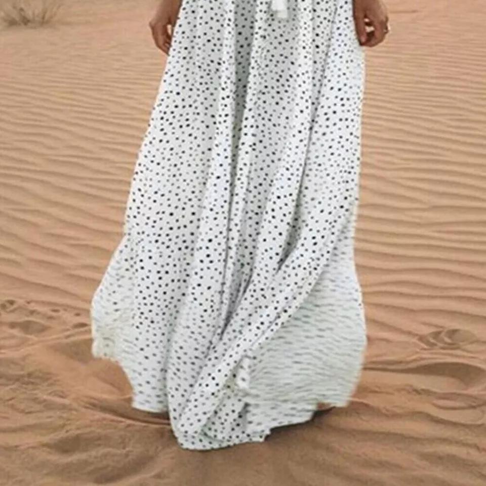 Summer Women's Beach Holiday V Neck Long Maxi Dress Ladies Boho Holiday Sundress