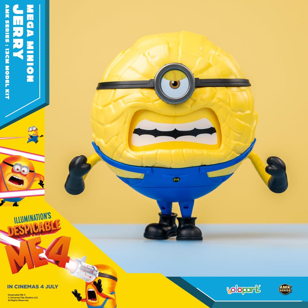Minions Despicable Me 4 Inch Mega Jerry Action Figure with Rotating Body and 3 Interchangeable Expressions Minion Model Gift for Kids Ages 8 and Up