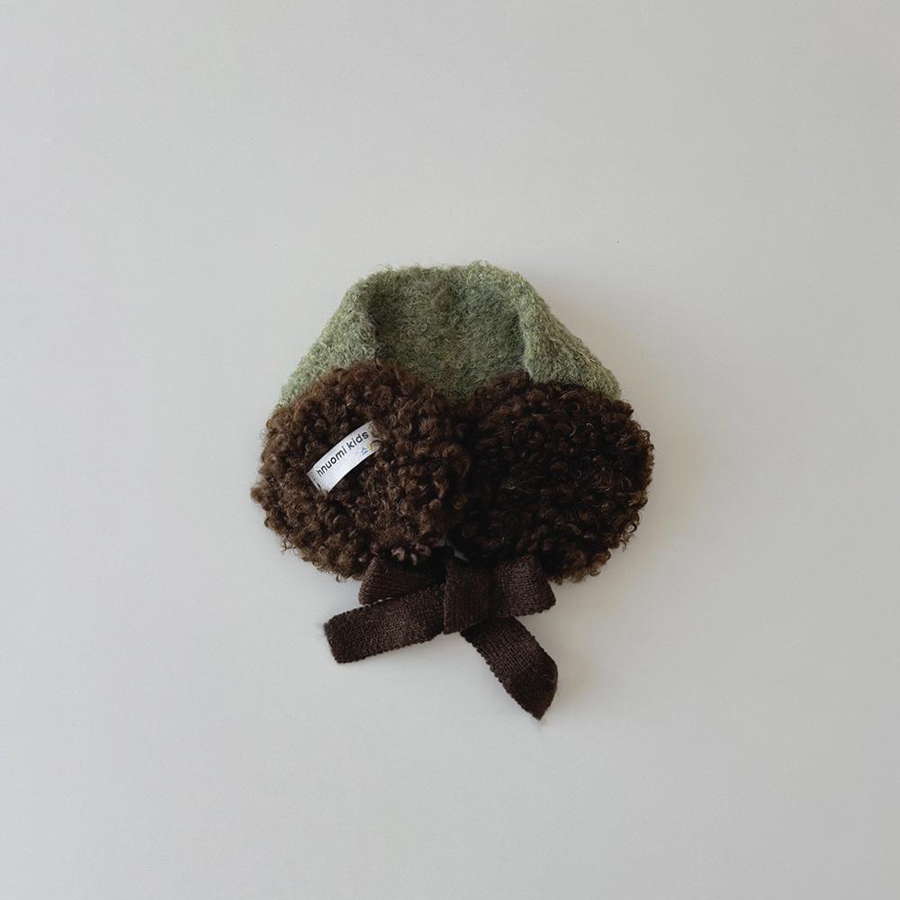 Новые корейские детские наушники Зимние плюшевые завязывающиеся грелки для ушей Цветной блок Вязаные накладки на уши для девочек Теплая флисовая повязка на голову