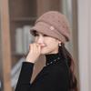 Женская зимняя объемная вязаная шапка-берет, теплая вязаная зимняя шапка-бини с козырьком для холодной погоды