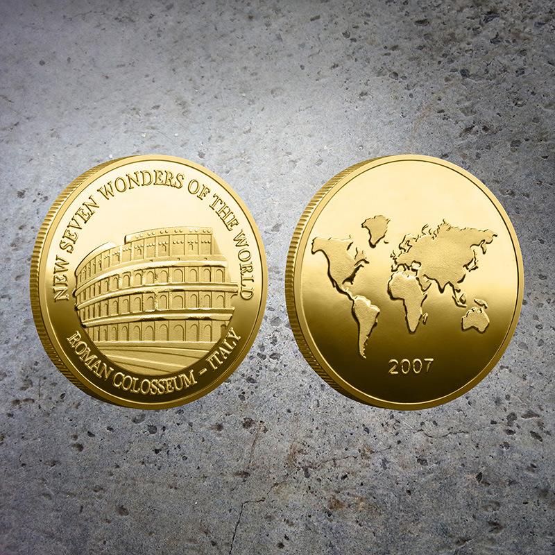 Set of 7 New World Wonders of Architecture CoinsPyramidsThe Great WallThe Taj MahalArcade MedalsCreative Coins