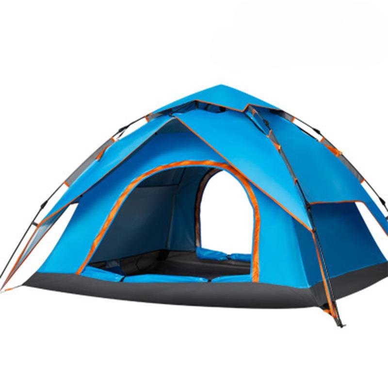 Outdoor Tent Double-Layer Camping Equipment 3-4 People Automatic Quickly Open Rainproof and Sun Protection Outdoor Double-Door Camping Tent