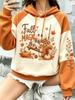 Womens Cozy Halloween Fleece Hoodie Harvest Ghost Art Print Raglan Hooded Sweatshirt Tops