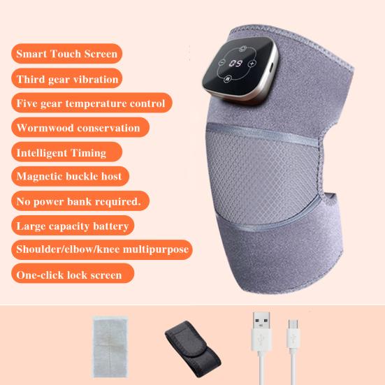 Массажер для колена с подогревом, 5 режимов нагрева, 3 режима массажа, цифровой дисплей, перезаряжаемое беспроводное устройство для массажа колена