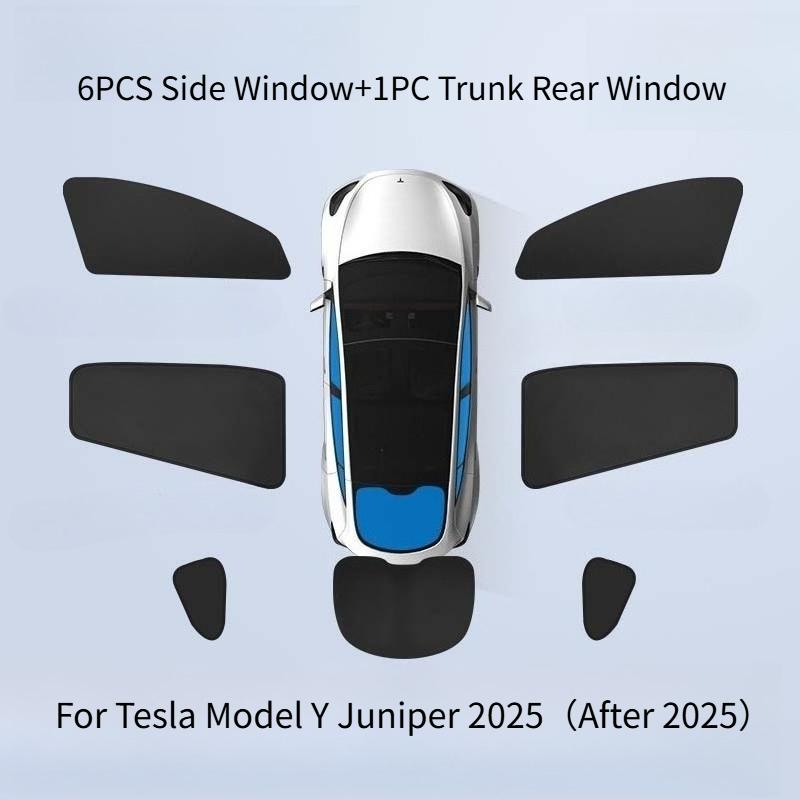 Для Tesla Model Y Juniper 2025 Автомобильная боковая оконная солнцезащитная шторка Летняя защита от солнца Солнцезащитный чехол УФ-защита Автомобильная шторка для приватности