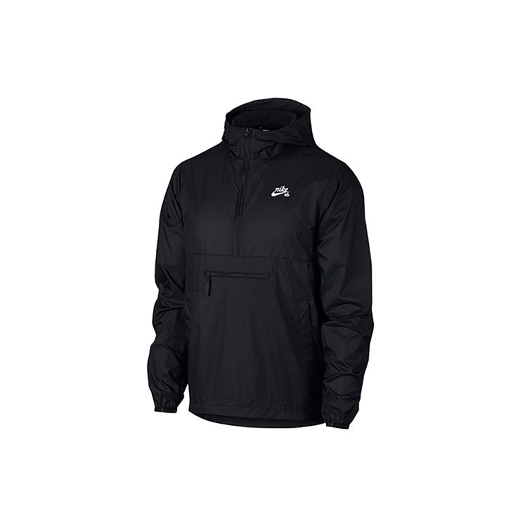 Nike SB Skateboarding Retro Pullover High Neck Woven Logo Jacket Men Jacket Black CT5327-010
