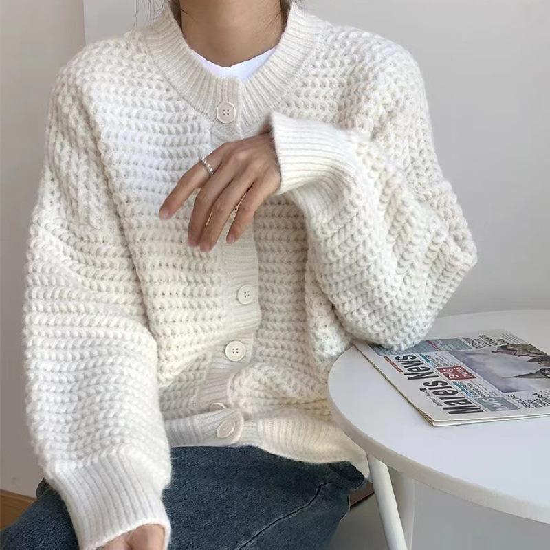 Осенне-зимний женский свитер, куртка на пуговицах с ленивым ветром, свободный повседневный вязаный кардиган