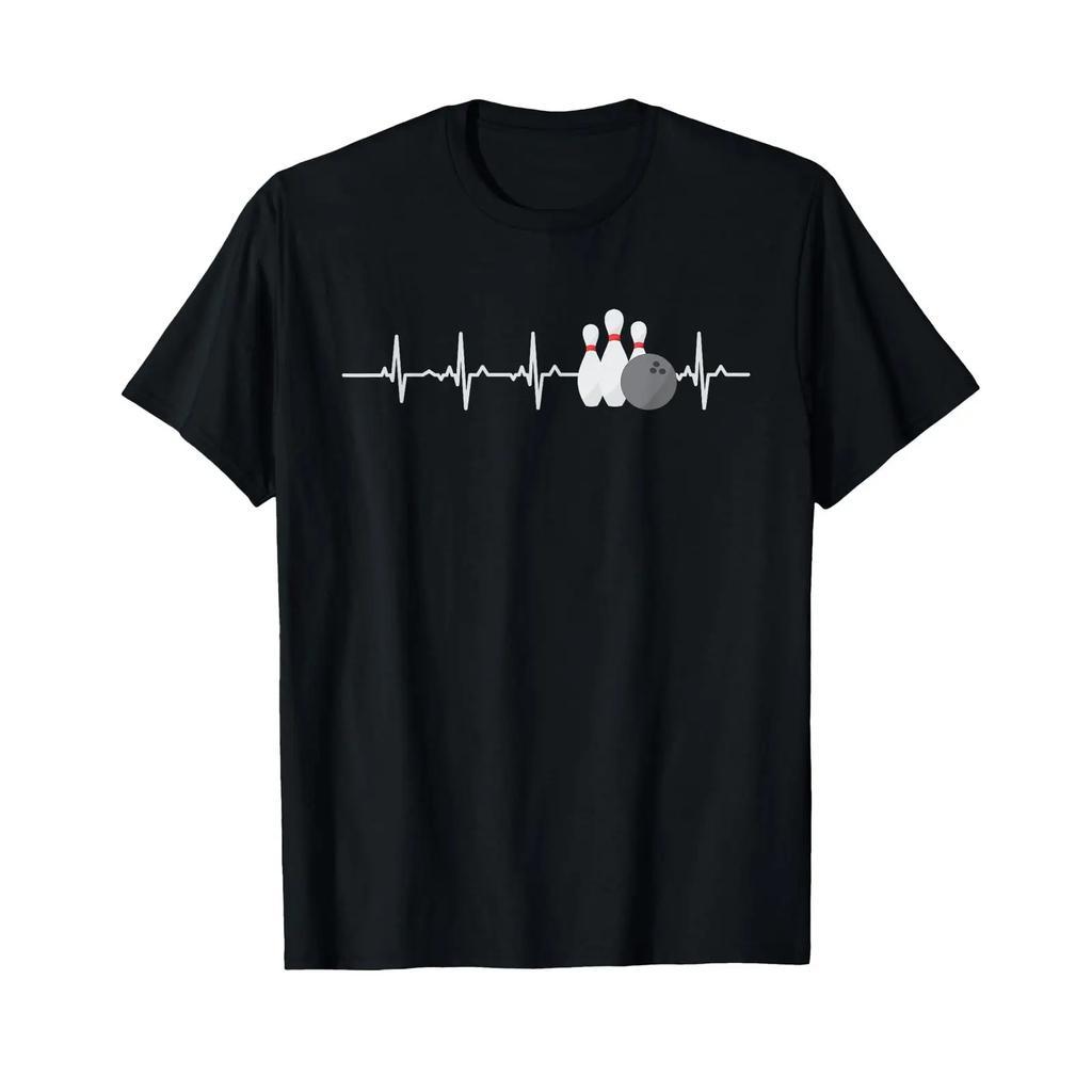 Bowling Heartbeat Funny Bowler League Team T Shirt Vintage Streetwear Unisex Breathable Top For Everyday Wear Stylish