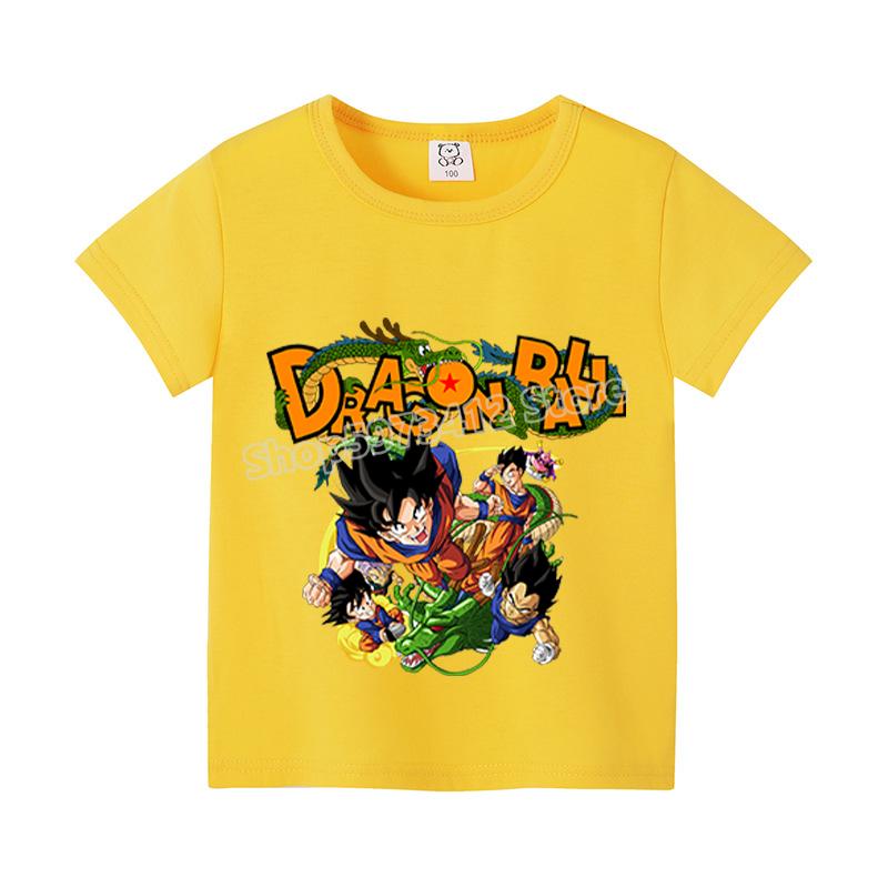 Футболка Dragon Ball Z с Гоку Мультяшные Аниме Фигурки Короткий Рукав Повседневная Детская Футболка Y2K Круглый Вырез Топ Мальчик Лето Детская Одежда Подарок