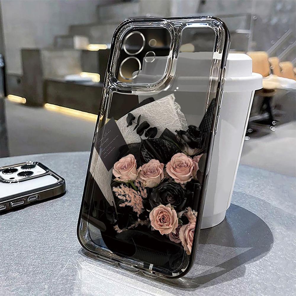 Креативный чехол для телефона с розами для iPhone 17 Pro Чехол iPhone 17 11 13 15 12 14 Pro Max 16E Plus SE Мягкий ударопрочный прозрачный чехол