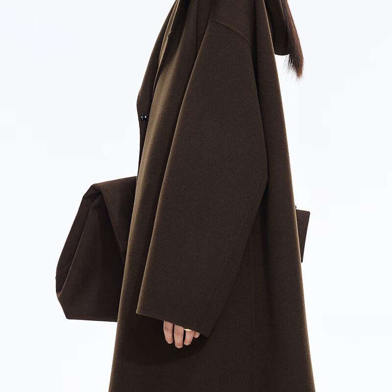 Женское пальто с капюшоном из смесовой шерсти и кашемира JNBY, Зима 2025