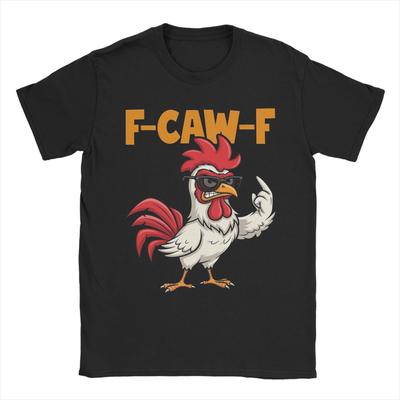 Мужские смешные футболки с принтом F-Caw-F Chicken FCAWF Meme Одежда из чистого хлопка Футболка с коротким рукавом и круглым вырезом Футболка с графическим принтом