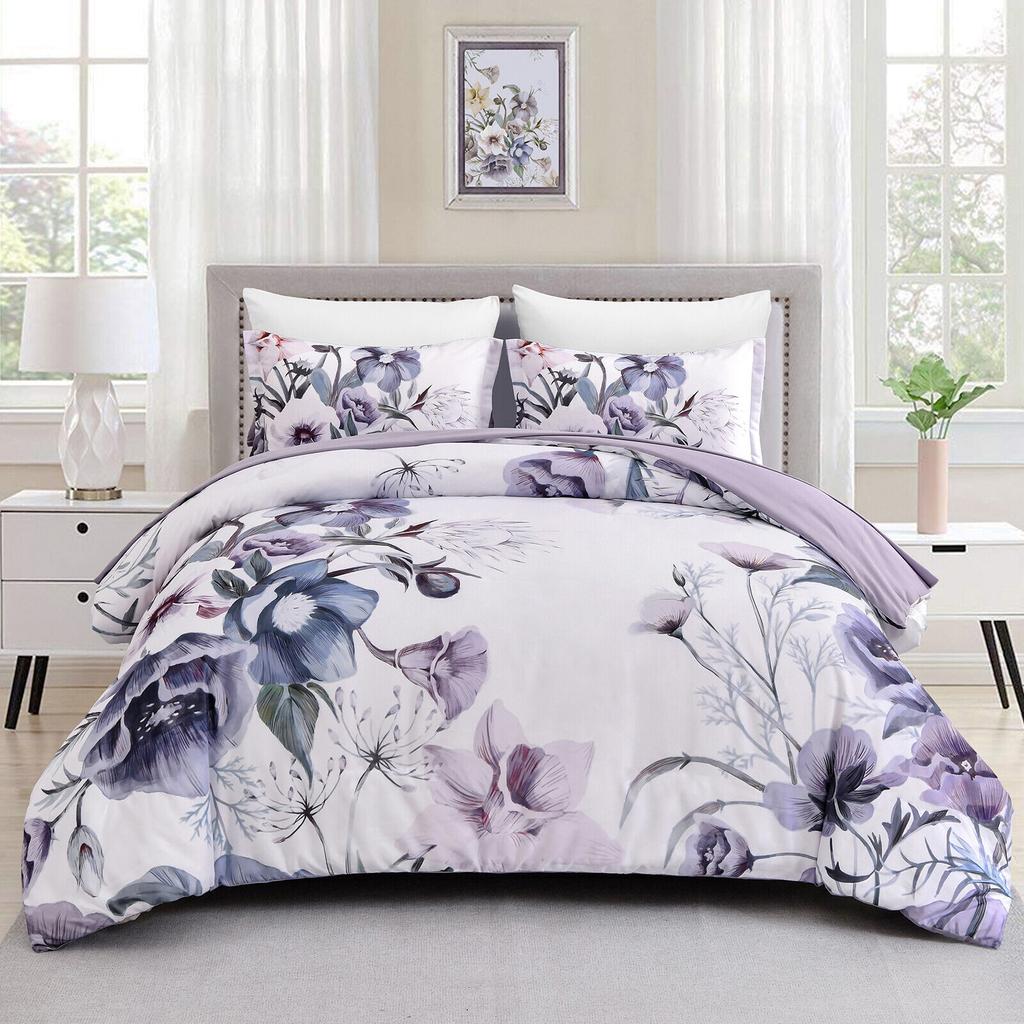 Мягкое цветочное одеяло Queen King Size, пододеяльник Doona, набор наволочек, комплект постельного белья