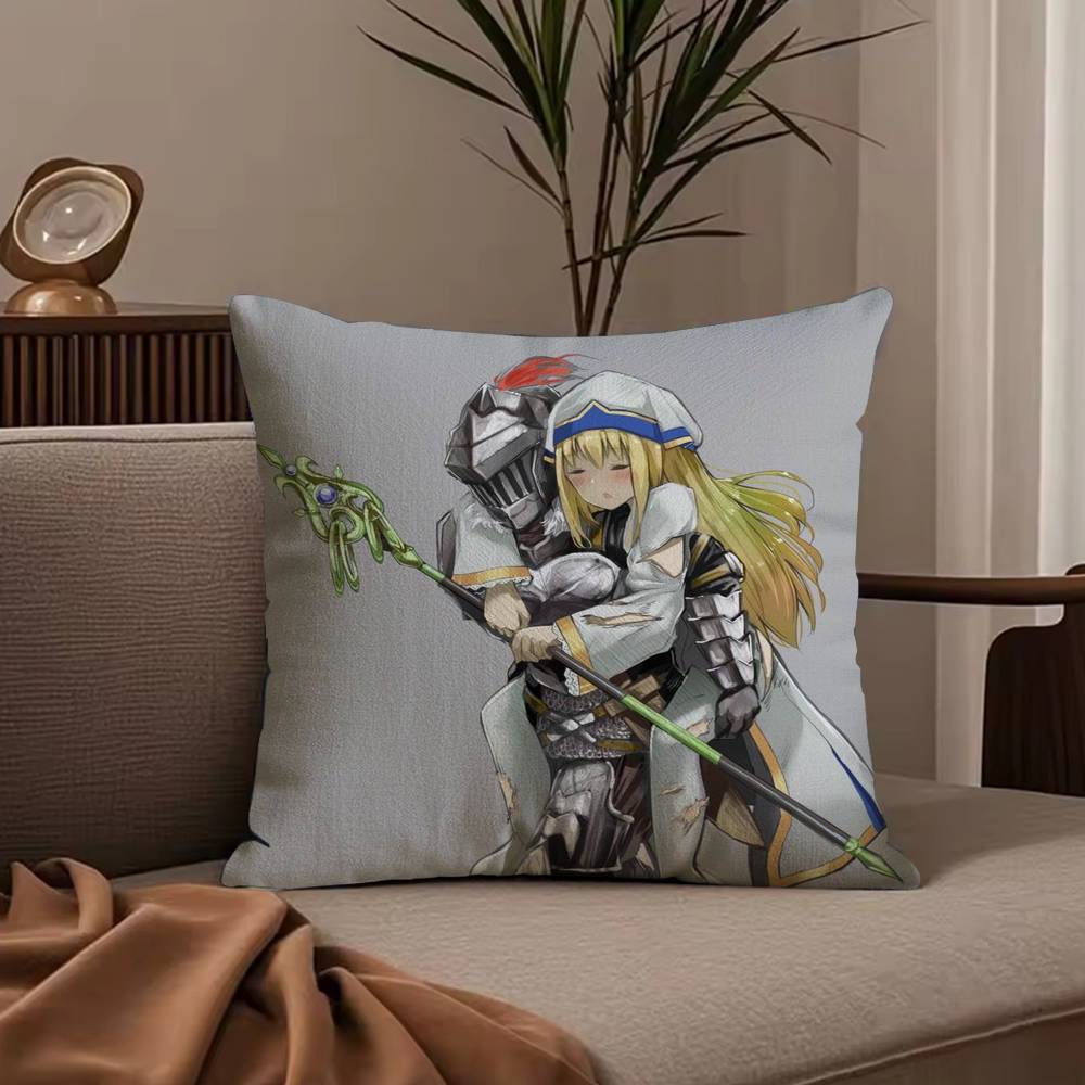 Anime G-Goblin S-Slayer Pillow Case Anti-dustmite Pillowcase Invisible zipper silky short plush Sofa cushion cover