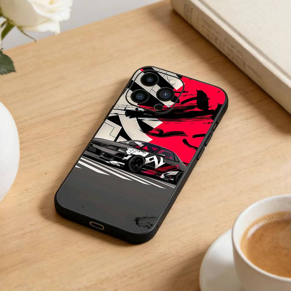 Спортивный ES Крутой Чехол для Телефона Машина Для iPhone 17, 16, 15, 14, 13, 12 Plus, Max Мягкий Силикон Черный Чехол