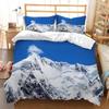 Snowy Mountain Duvet Cover Winter Snow Scene Bedding Set Full Queen Size Natural Snow Mountain Comforter Cover for Bedroom Decor