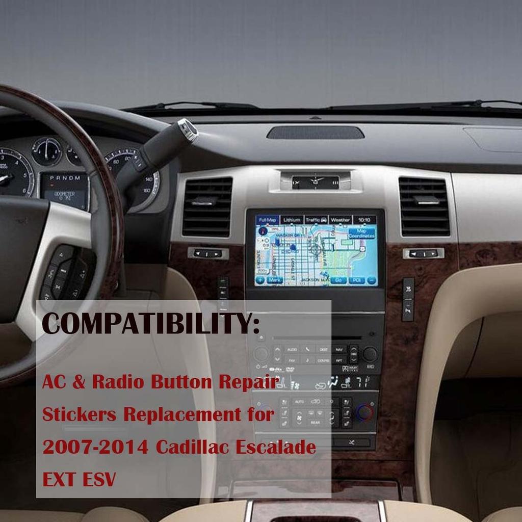 Ремонтные наклейки для кнопок кондиционера и радио, совместимые с Cadillac Escalade EXT ESV 2007-2014 годов, наклейка для ремонта кнопок климат-контроля и мультимедийного радио