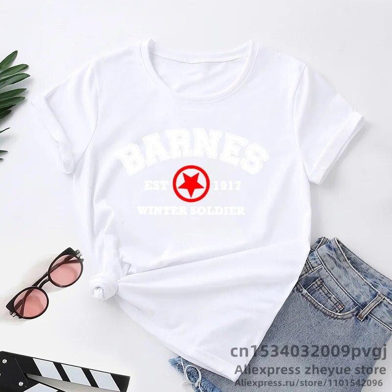 Barnes 1917 T Shirts Women Summer Vintage Winter Soldier Bucky Barnes Short Sleeve T-Shirt Women Short Sleeve Tee Shirts Unisex