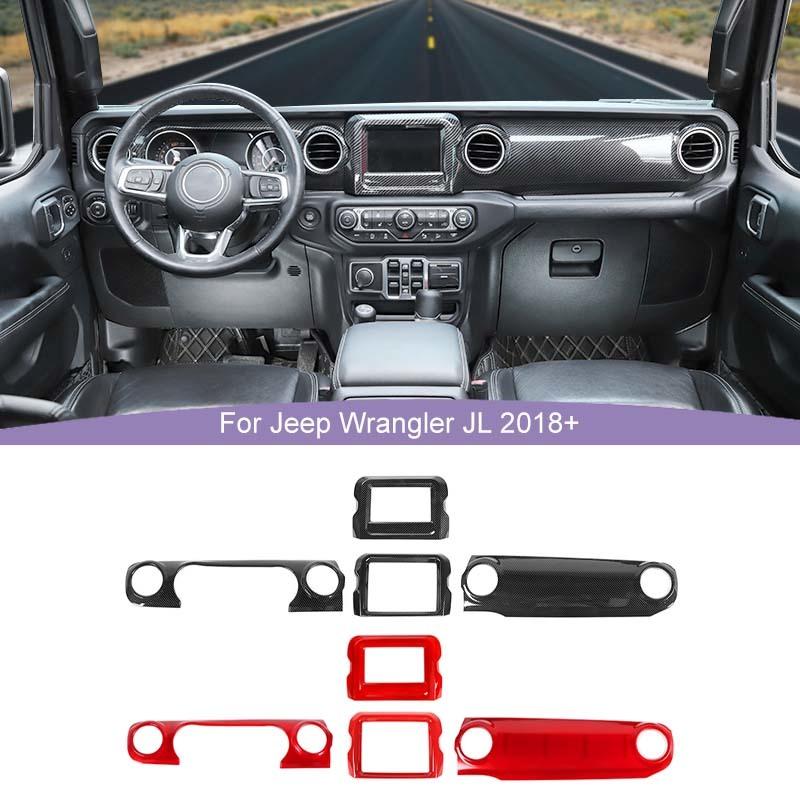 Center Console Panel  Navigation Decoration Cover Sticker For Jeep Wrangler JL For JT Gladiator 2018 Up Car Interior Accessoriess