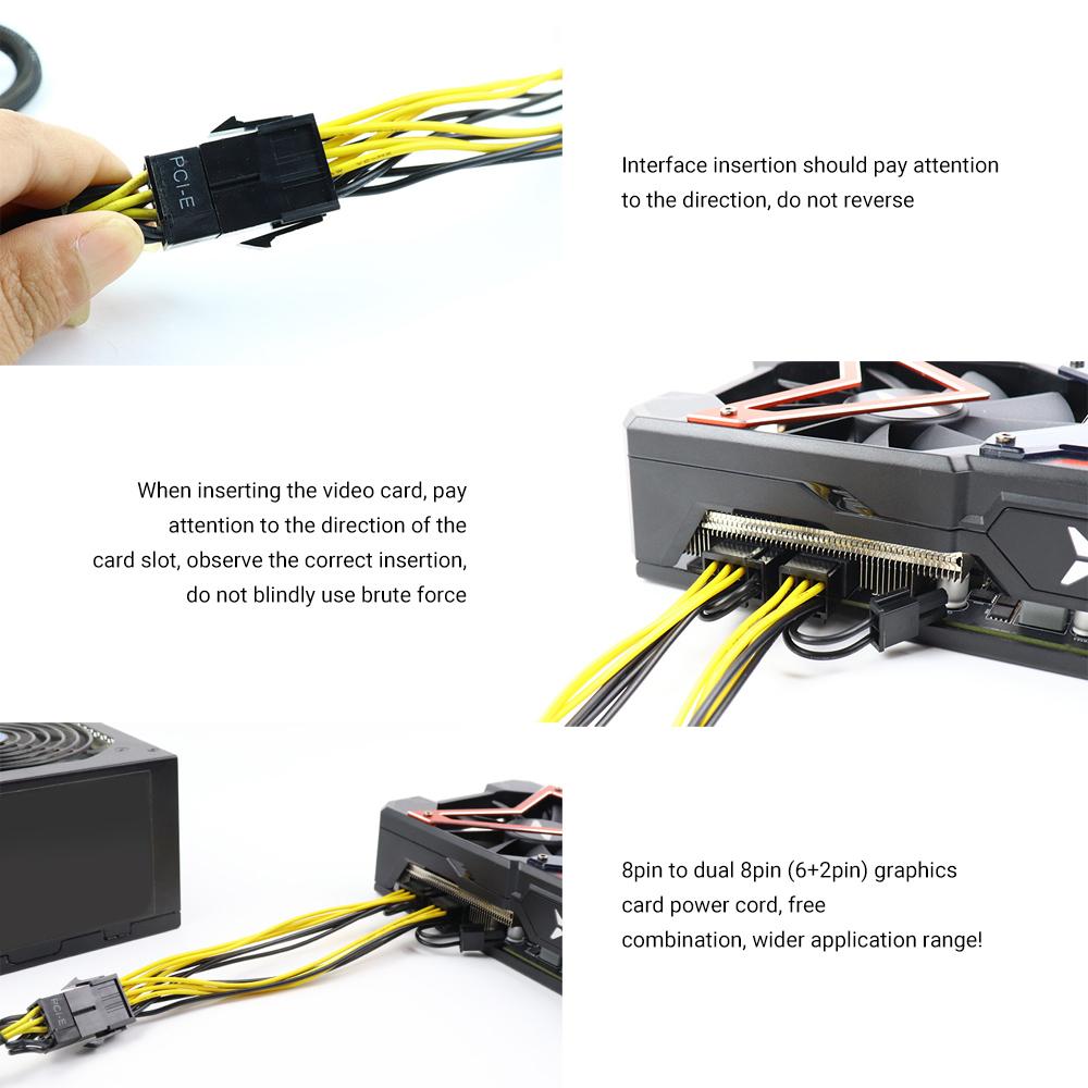 8Pin PCI Express to 2 x PCIE 8 (6+2) pin Motherboard Graph Video Card PCI-E GPU Power Supply Splitter Data Cable 21cm