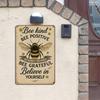 Bee Kind Metal Sign 8x12" - Vintage Inspirational Wall Art with Bee & Floral Design for Home Decor