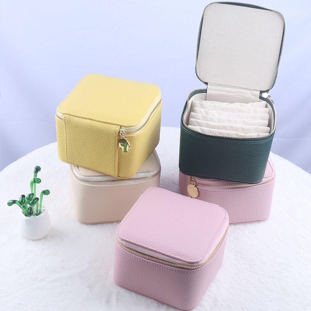 PU Leather Earring Storage Case with Small Pouches Jewelry Packing Bag Simple Jewelry Box  Ring