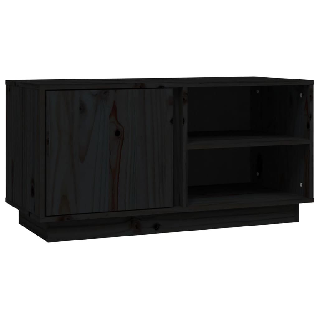 Vidaxl Szafka Pod Tv, Czarna, 80X35X40,5 Cm, Lite Drewno Sosnowe