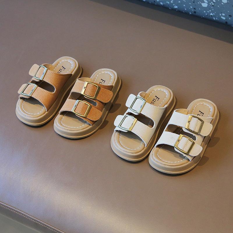 2024 Детские тапочки Летние новые тапочки для мальчиков и девочек на открытом воздухе Пляжные тапочки Модные детские повседневные тапочки с открытым носком на толстой подошве