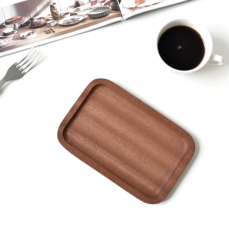 Japanese Solid Wood Rectangular Walnut Tray - Dinner, Dessert, or Fruit Plate