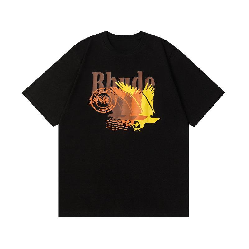 2026 Top Trendy Brand Rh American Ude High Street Logo Print Summer New Vintage Round Neck ShortSleeved TShirt Unisex And Unisex