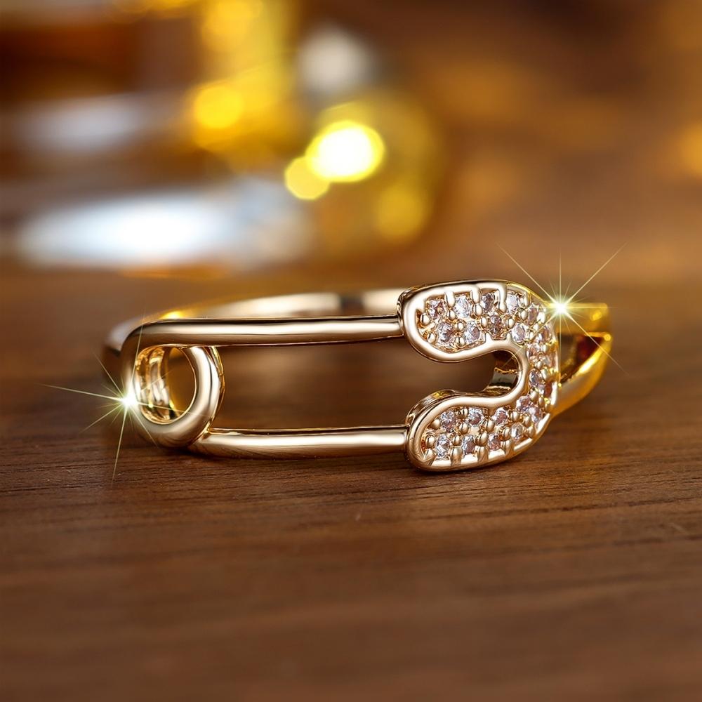 Креативные кольца-скрепки золотого цвета для женщин, циркониевые свадебные помолвочные украшения в подарок