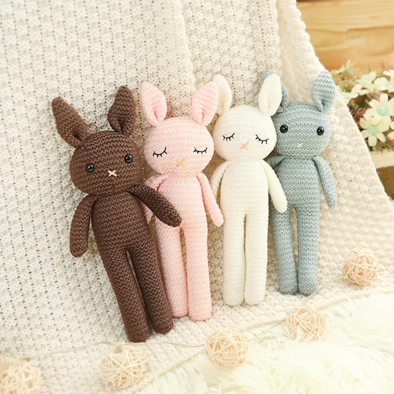 Crochet Animals Plush Stuffed Bunny Monkey Dolls Cotton Knitted Plushies Rabbit Cuddle Toys Kids Early Educational Peluche Toy