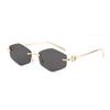 New retro metal frameless high-end sunglasses for men and women fashion trendy outdoor sunscreen sunshade glasses