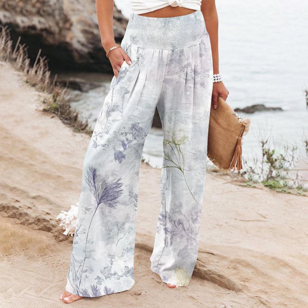 Women's Casual Pants Loose Soft Solid Color  Wide Leg Long Pants High Waist Straight Leg Pants