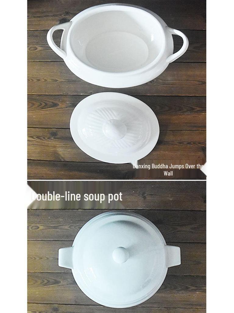 Керамический горшок для тушения с крышкой - Очень большой суповой горшок с двумя ручками для супа из птичьих гнезд и супа «Будда прыгает через стену»