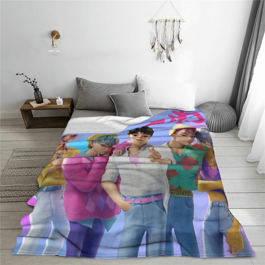 Super Warm BlanketBoy Girl Airplane Travel Saja Boys K Pop Demon Hunters Throw Blanket Flannel Bedspread For Novelty Bed Cover