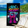 Space Adventure With Six Seven 67 Microfiber Beach Towel, Lightweight And Quick-Dry, for Summer Travel, Beach Essential, Swimming Pool Outdoor