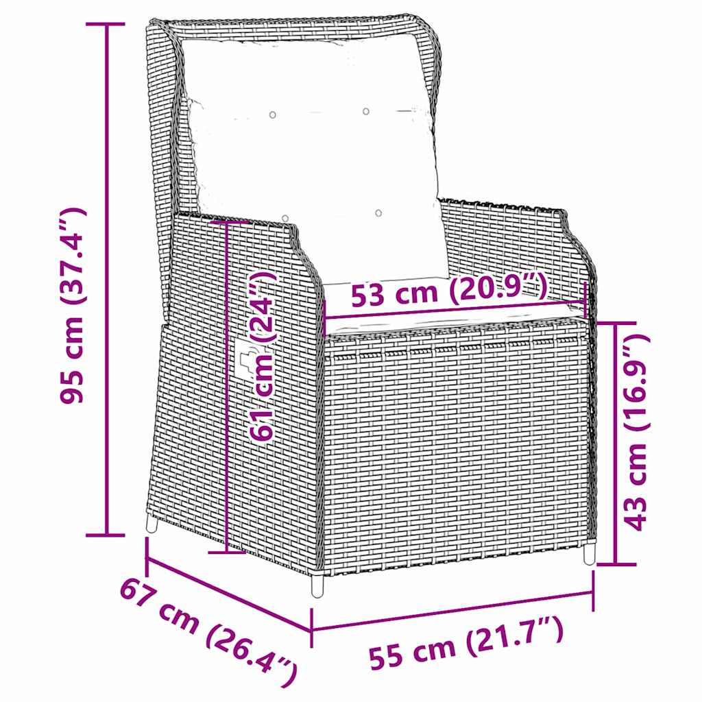 Garden Bench 2 pcs Grey Poly Rattan